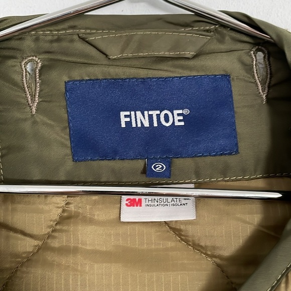 Fintoe olive green 3M thinsulate boxy oversized jacket liner style Men’s Medium. - Picture 2 of 13
